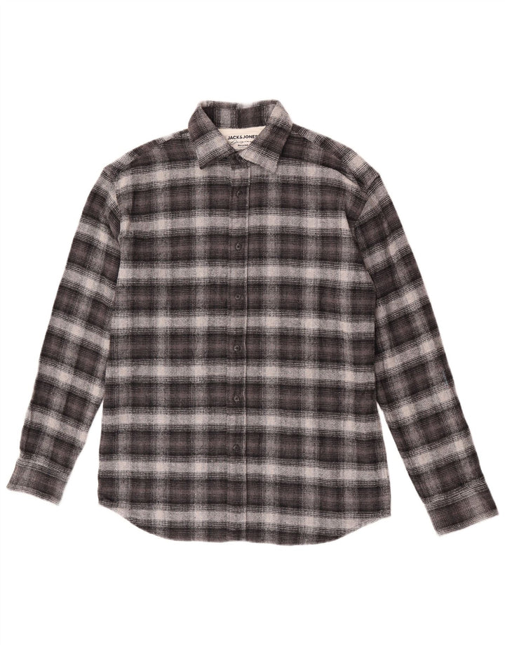 Jack & Jones Hombre Camisa De Franela A Cuadros Small Gris Algodón