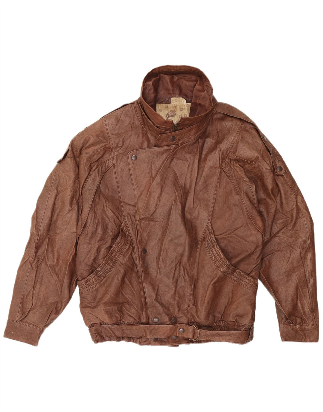 VINTAGE Chaqueta de cuero para hombre IT 52 XL Marrón