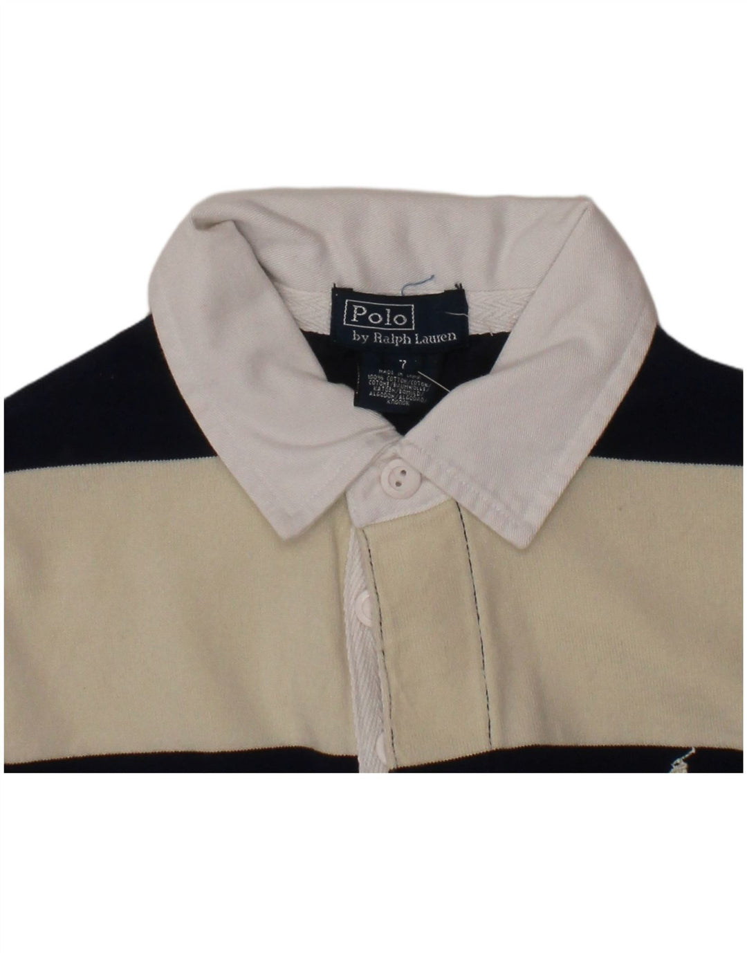 POLO RALPH LAUREN Polo de rugby para niño 6-7 años Blanco roto a rayas