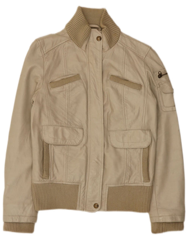 Mango Mujer Chaqueta De Cuero UK 42 Medio Beige