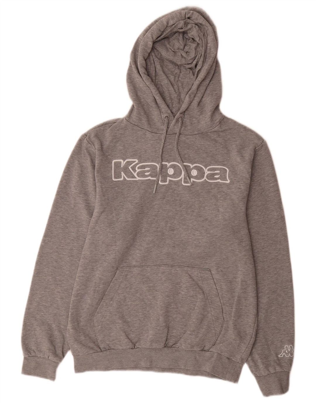 Kappa Hombre Sudadera Con Capucha Gráfica Jersey De Algodón Gris Medio