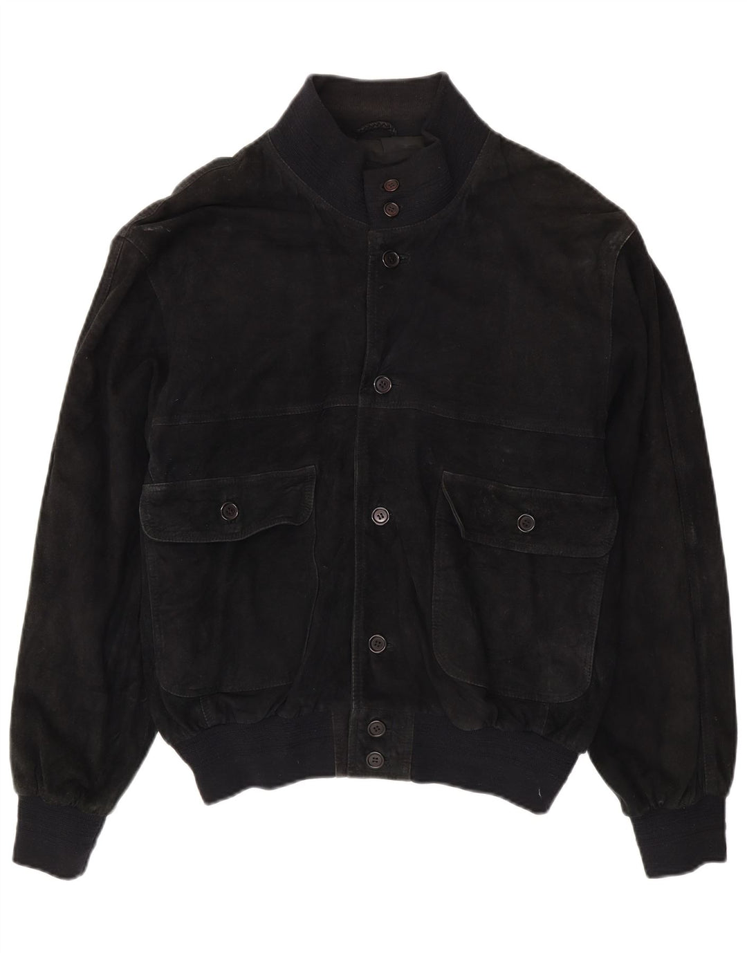 Vintage hombres ante bomber chaqueta Reino Unido 40 cuero negro grande