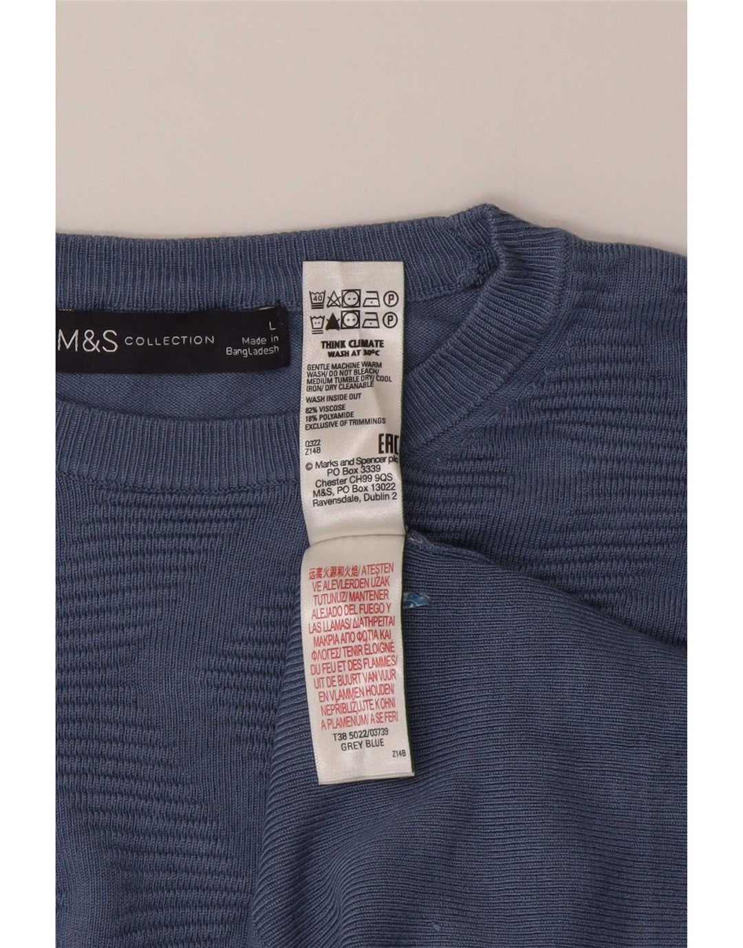 Marks & Spencer Suéter de Cuello Redondo para Mujer UK 46 Grande Azul