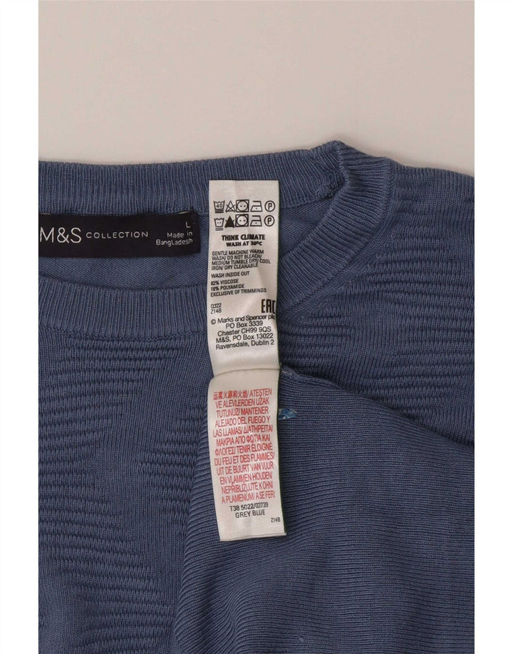 Marks & Spencer Suéter de Cuello Redondo para Mujer UK 46 Grande Azul