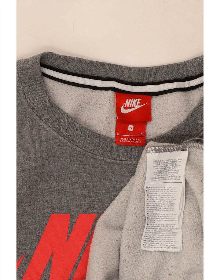 Nike Sudadera con gráfico y diseño tipo jersey de algodón color block en gris pequeño para hombre