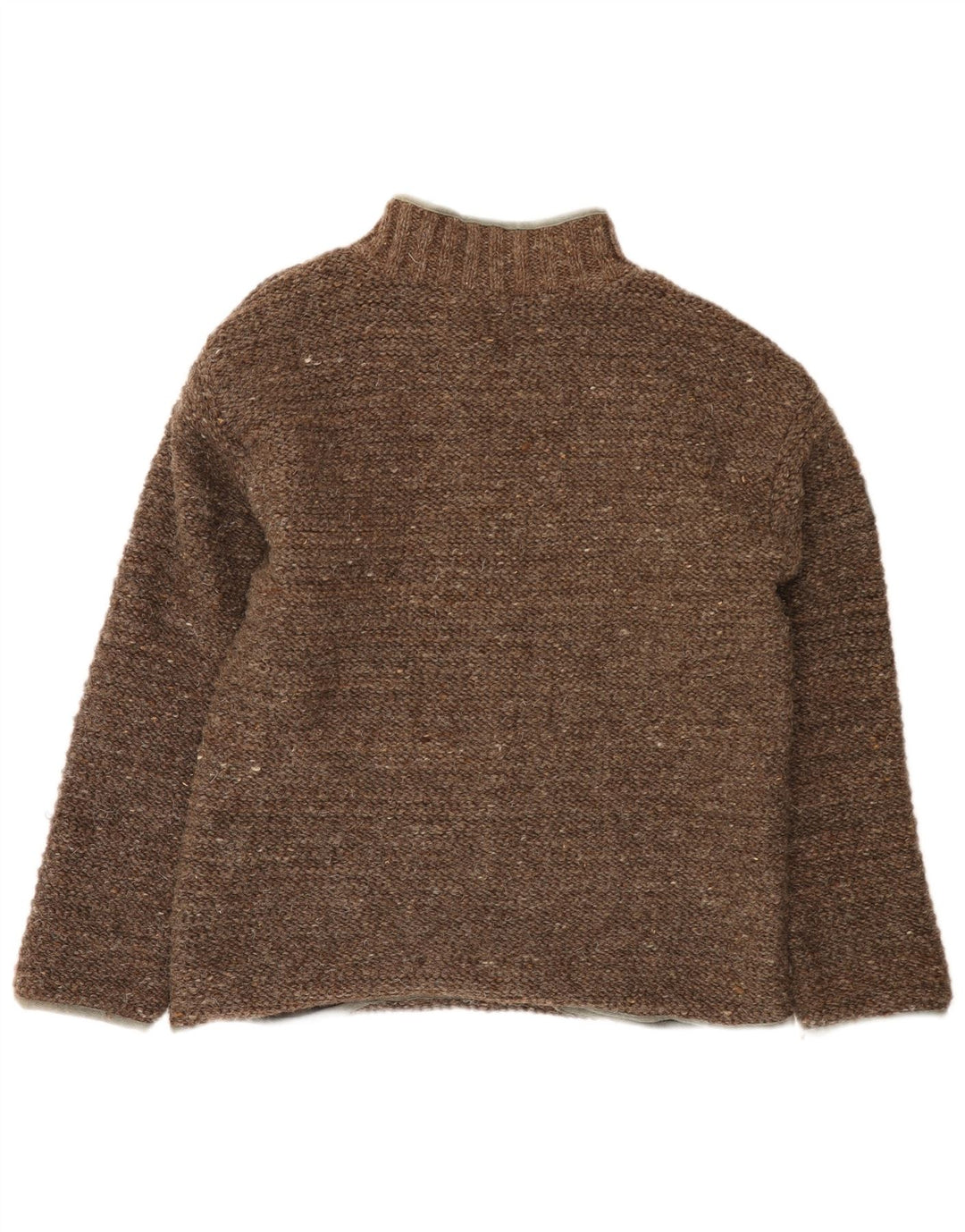Pachamama Jersey con cuello y cremallera para hombre, suéter grande de lana marrón