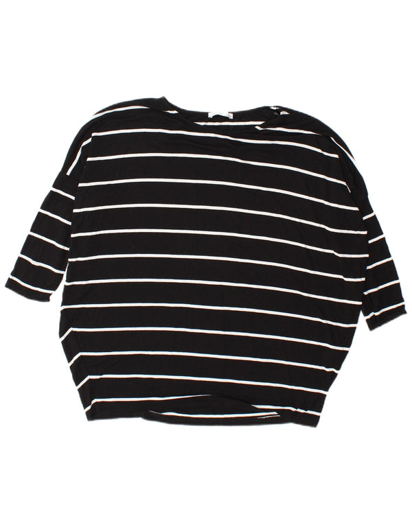 Zara Mujer Top Extragrande Manga Larga UK 40 Small Viscosa Rayas Negras