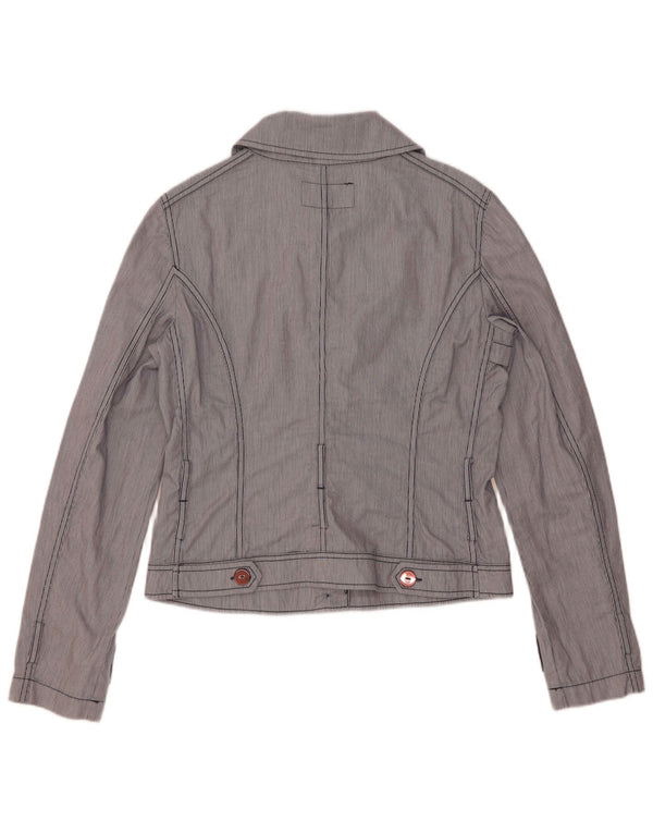 Armani Jeans Chaqueta Bomber para Mujer US 8 Azul Medio Algodón a Rayas