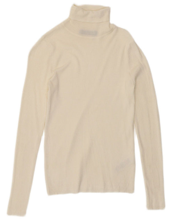 Marks & Spencer Top para mujer de manga larga UK 10 Small Off White Viscosa