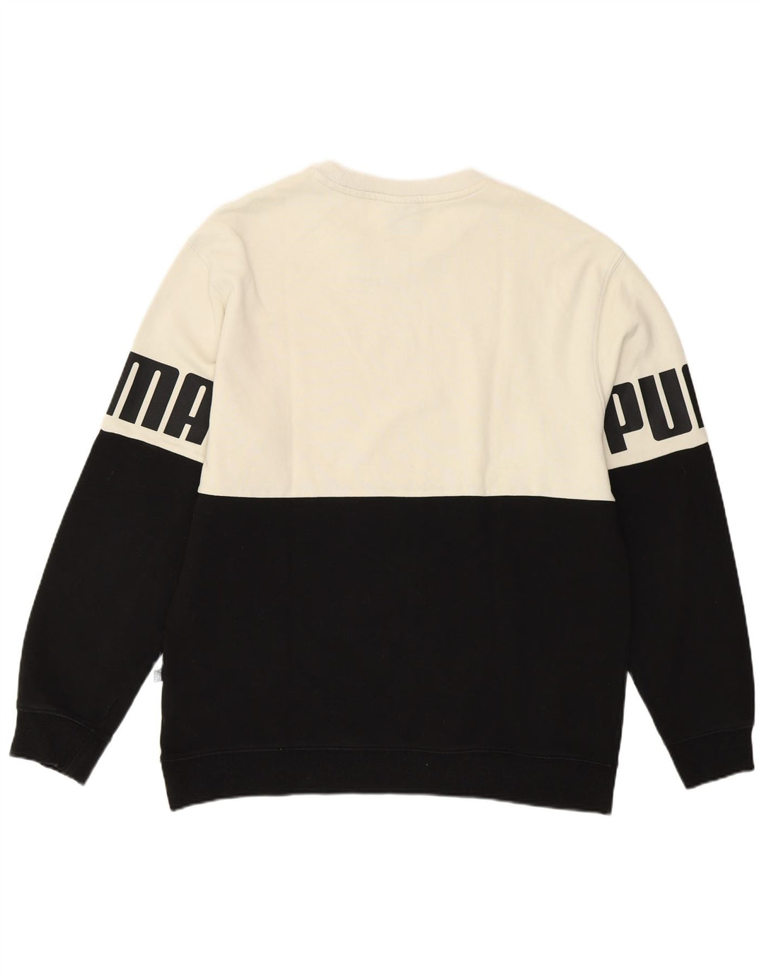 Puma Sudadera Con Estampado De Hombre, Jersey Grande De Algodón Blanco Con Bloques De Color