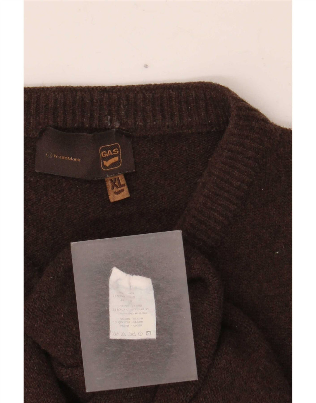 Gas Hombre Jersey Con Cuello En V Jersey XL Lana Marrón
