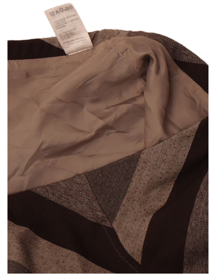Marks & Spencer Falda midi para mujer UK 46 Grande W34 Poliéster a rayas marrón