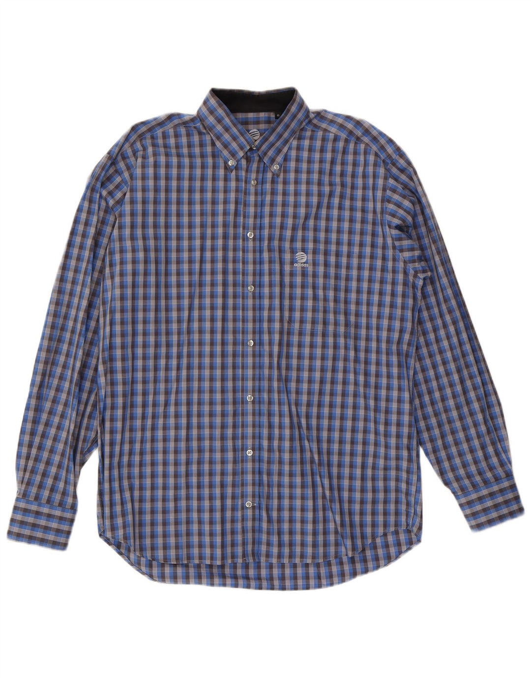 Adidas Camisa Hombre Talla 41 Algodón Azul Mediano A Cuadros