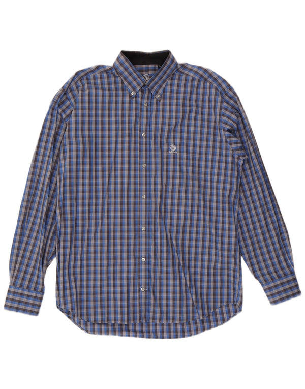 Adidas Camisa Hombre Talla 41 Algodón Azul Mediano A Cuadros