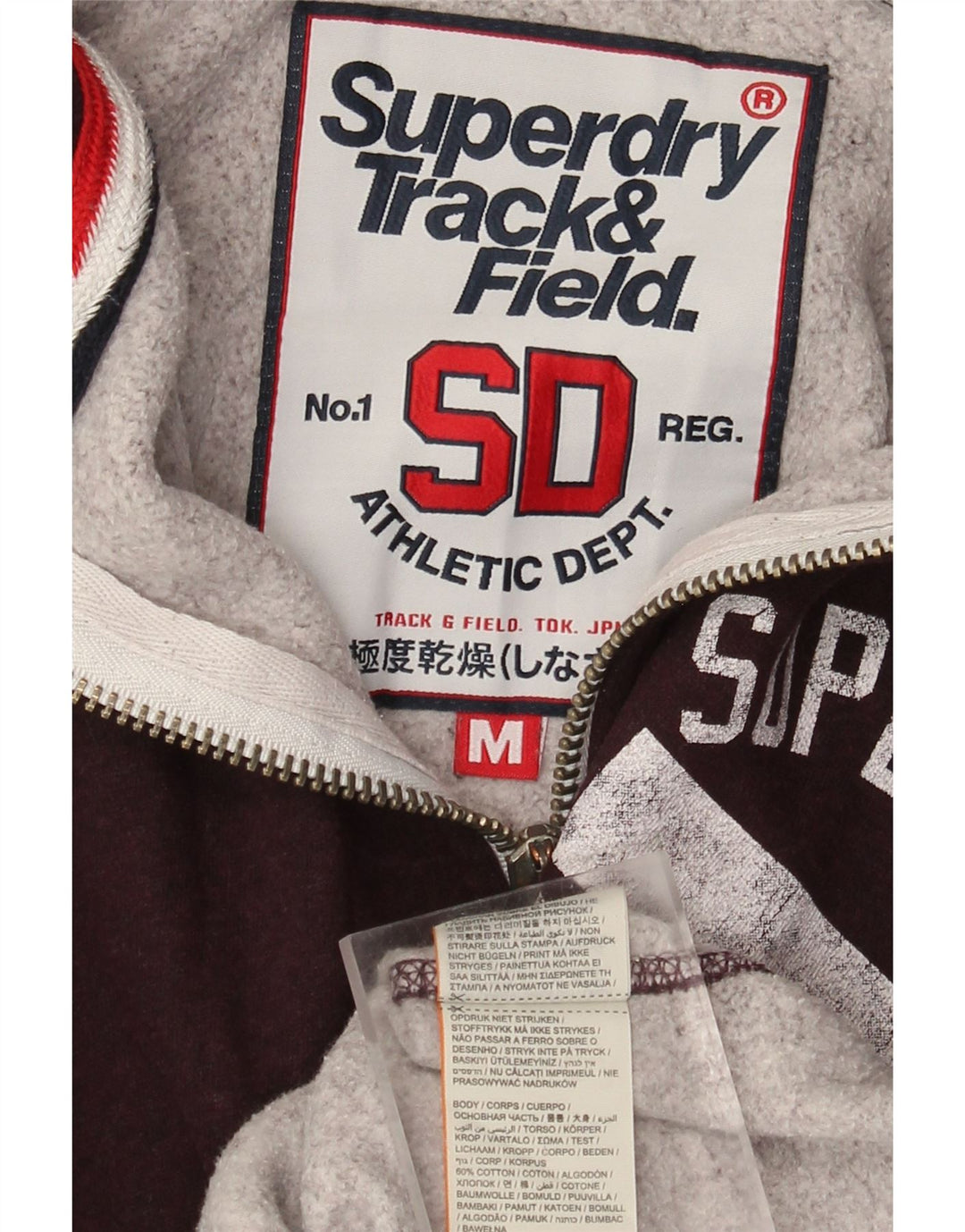 Superdry Jersey con capucha y cremallera gráfica para hombre de algodón en color burdeos medio