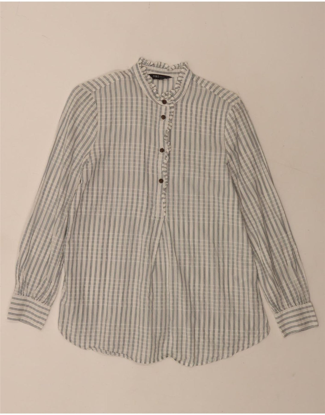 Marks & Spencer Camisa tipo jersey extragrande para mujer UK 8 Small White Check