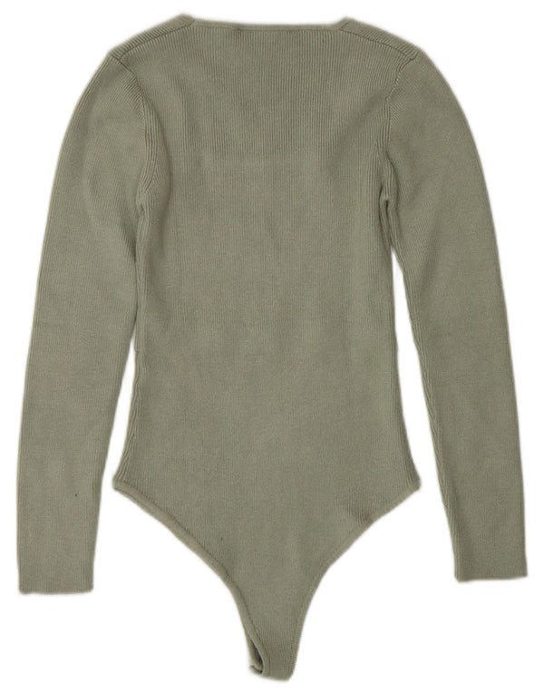Zara Body Manga Larga Mujer UK 8 Small Viscosa Caqui