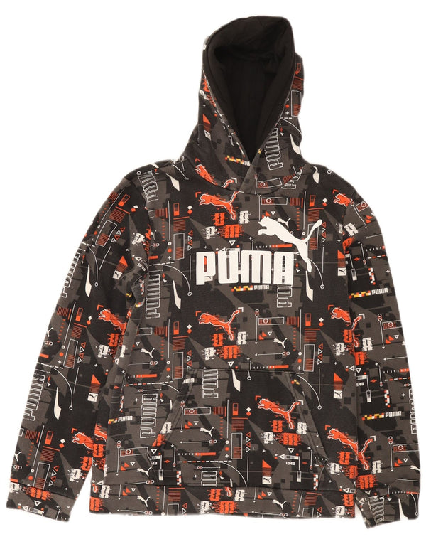 Puma Sudadera con capucha gráfica para niños 13-14 años Algodón geométrico gris