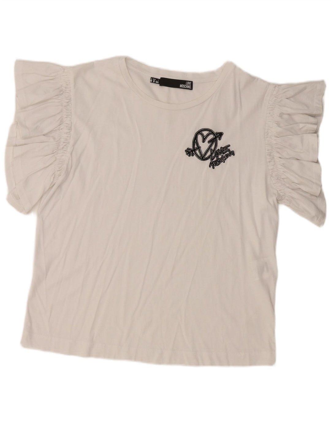 MOSCHINO Blusa Estampada Top IT 44 Medium Blanco Algodón