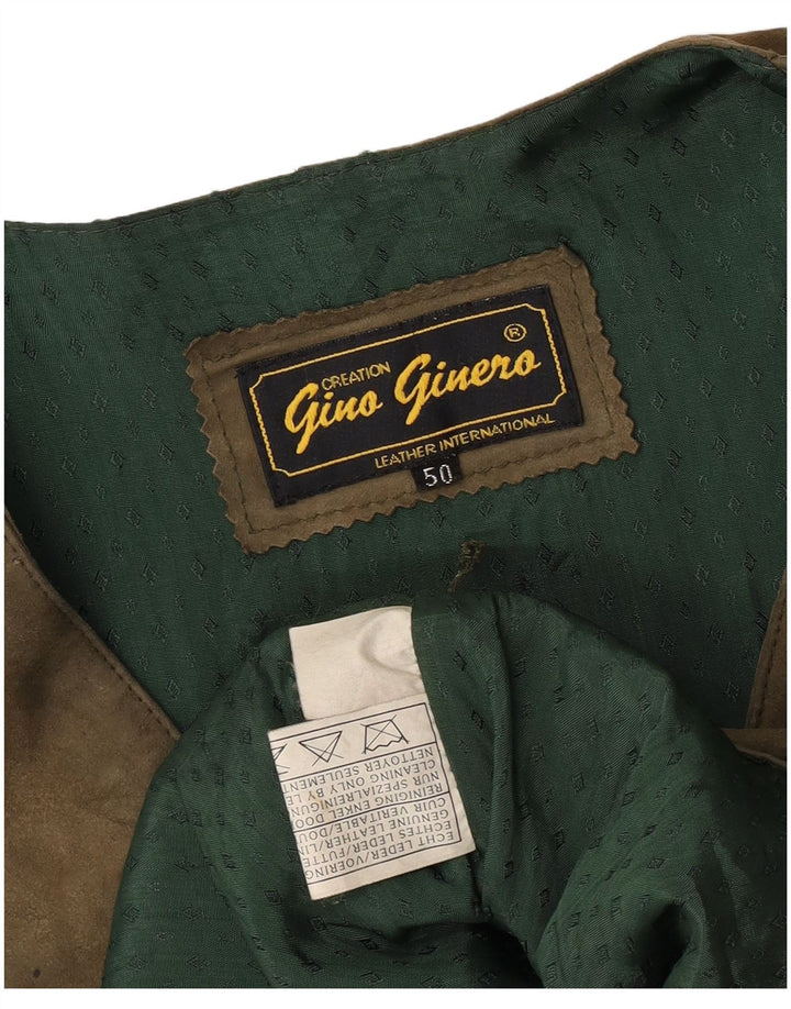 Chaleco vintage de ante para hombre IT 50 cuero caqui medio