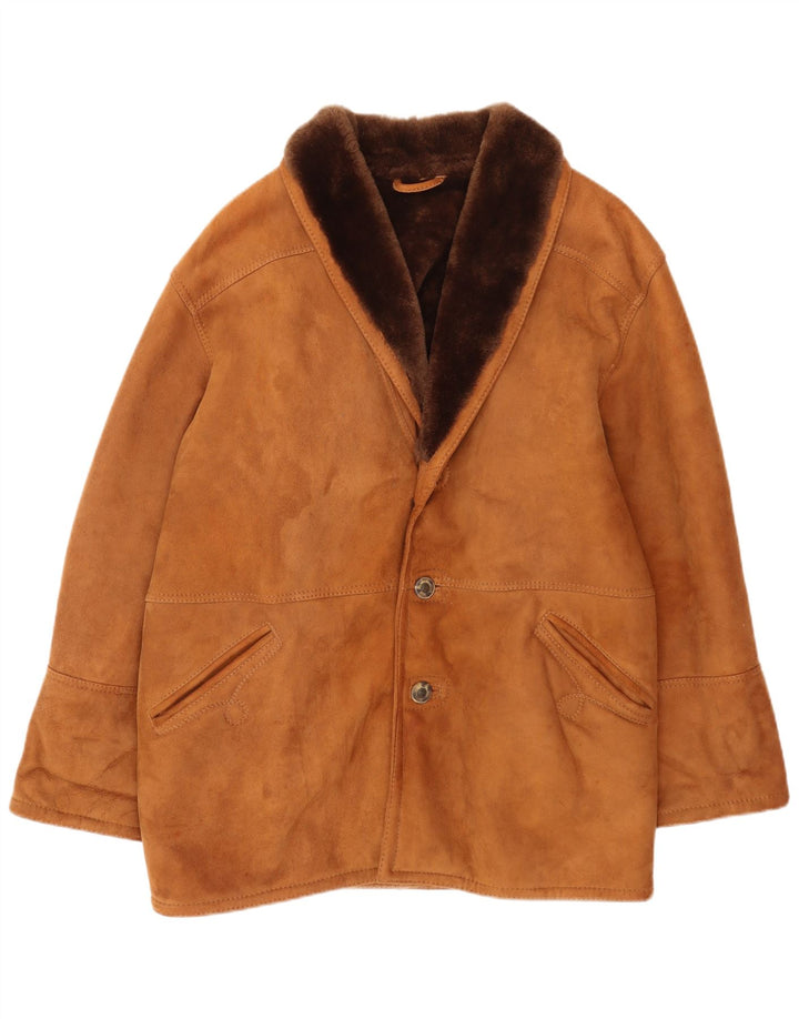 Port Banus Chaqueta de piel de oveja para hombre IT 50 Piel de oveja marrón grande