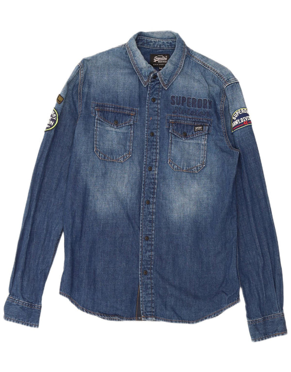 Superdry Camisa Vaquera Gráfica De Algodón Azul Medio