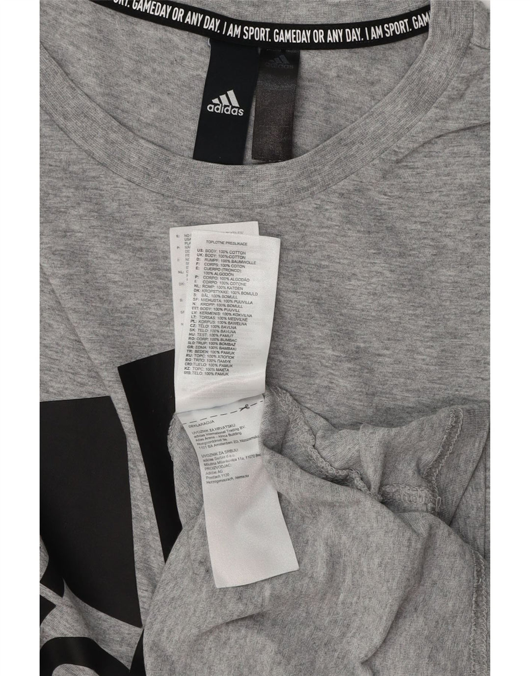 ADIDAS Camiseta gráfica para hombre Top Grande Gris Algodón