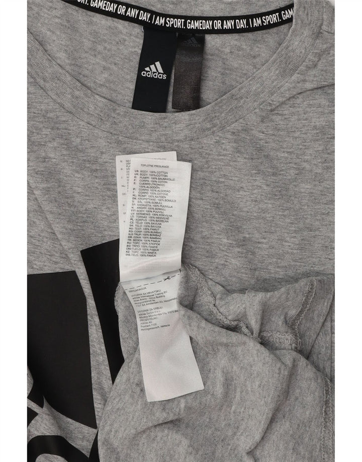 ADIDAS Camiseta gráfica para hombre Top Grande Gris Algodón