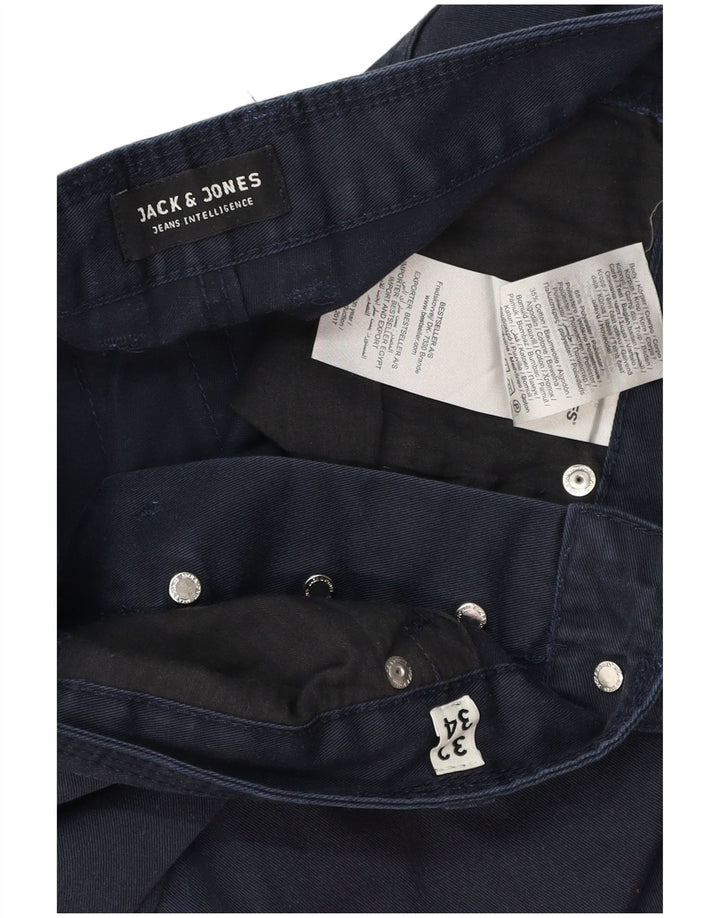 JACK & JONES Pantalones casuales rectos Banana para hombre W32 L32 Algodón azul marino