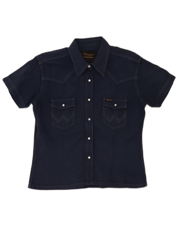 Wrangler Camisa Vaquera De Manga Corta Para Mujer UK 46 Large Azul Marino