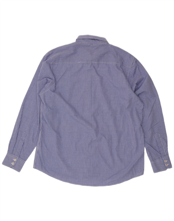Pierre Cardin Camisa de corte regular para hombre 2XL Poliéster a cuadros azul