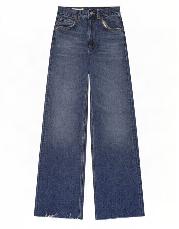 Zara Jeans De Pierna Ancha De Cintura Alta Para Mujer EU 34 2XS W24 L32 Azul