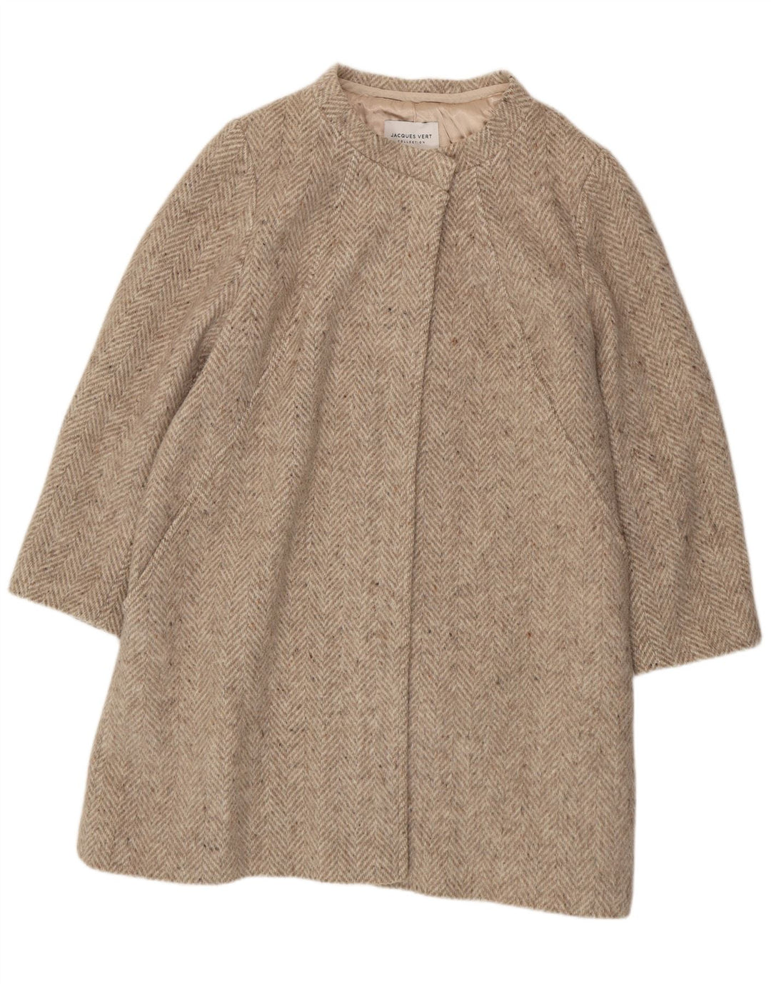 JACQUES VERT Abrigo de mujer UK 20 XL Lana gris en espiga