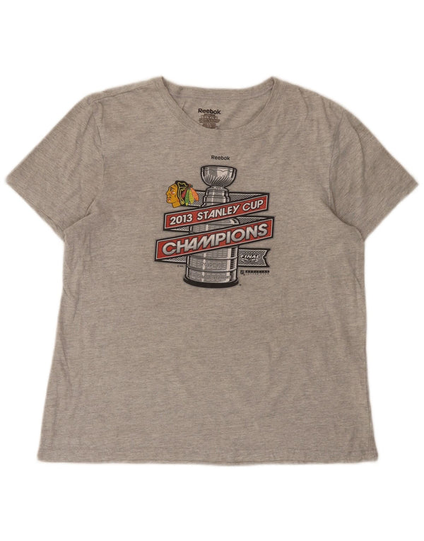 Reebok Chicago Blackhawks - Camiseta gráfica para mujer, talla 40, color gris