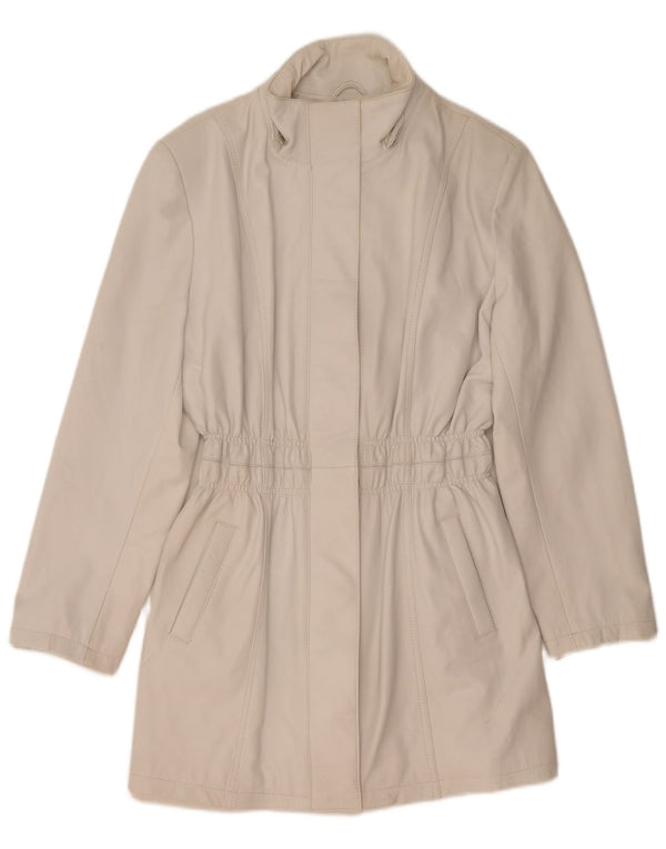 Chaqueta de cuero vintage para mujer IT 50 XL Blanco