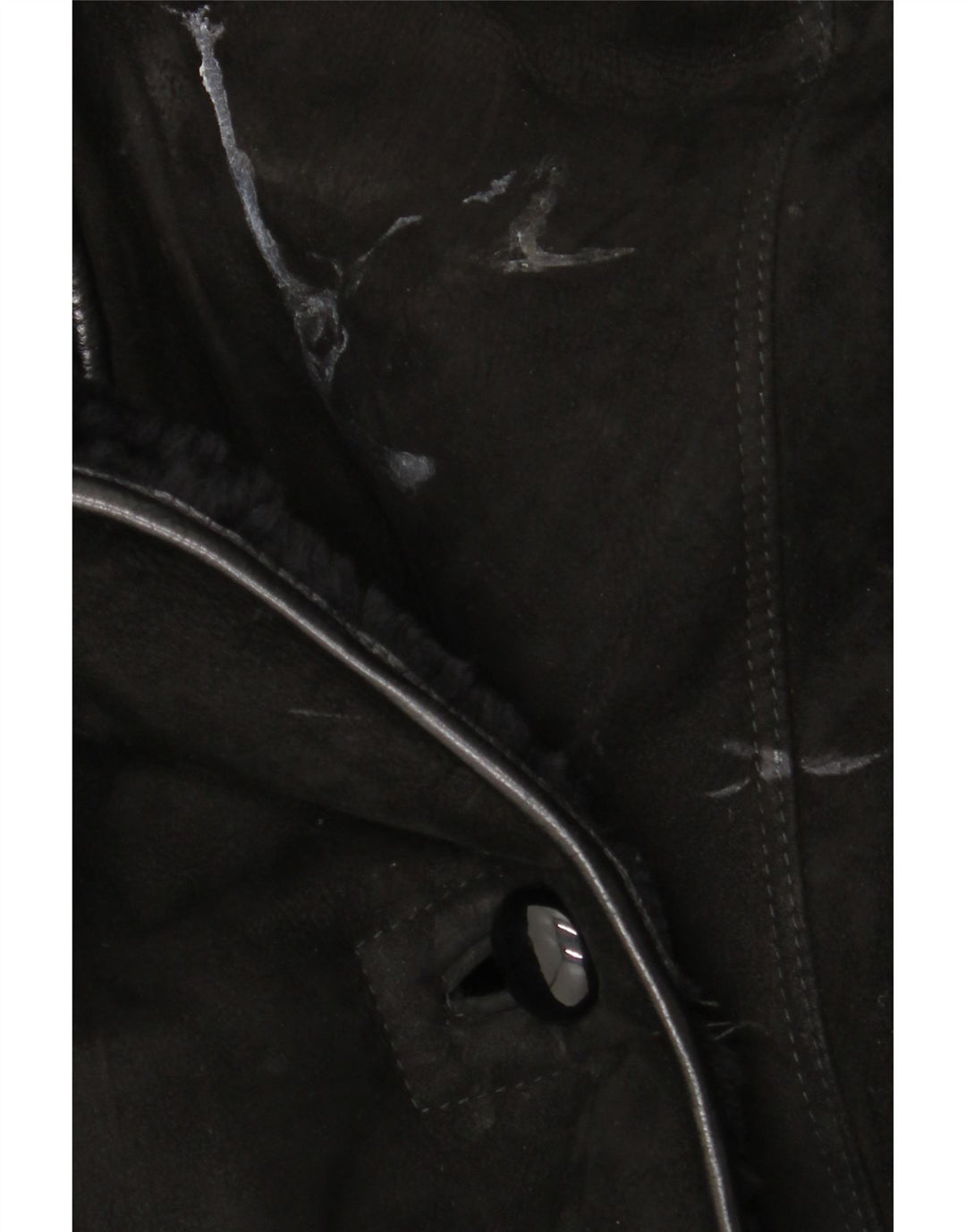 Vintage mujer shearling abrigo Reino Unido 18 XL negro