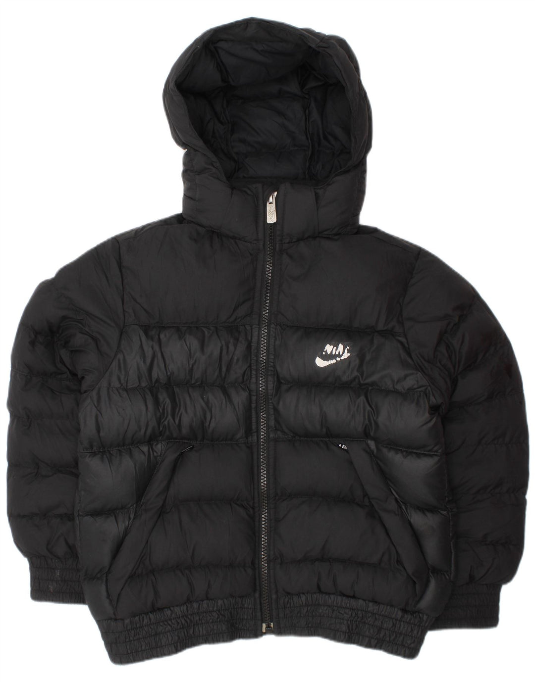 NIKE Chaqueta acolchada con capucha para niño 5-6 años Mediana Negro Poliéster