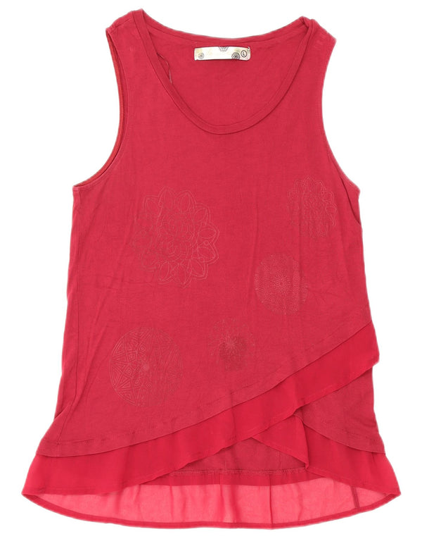 Desigual Blusa sin mangas para mujer Top UK 40 Grande Viscosa floral burdeos