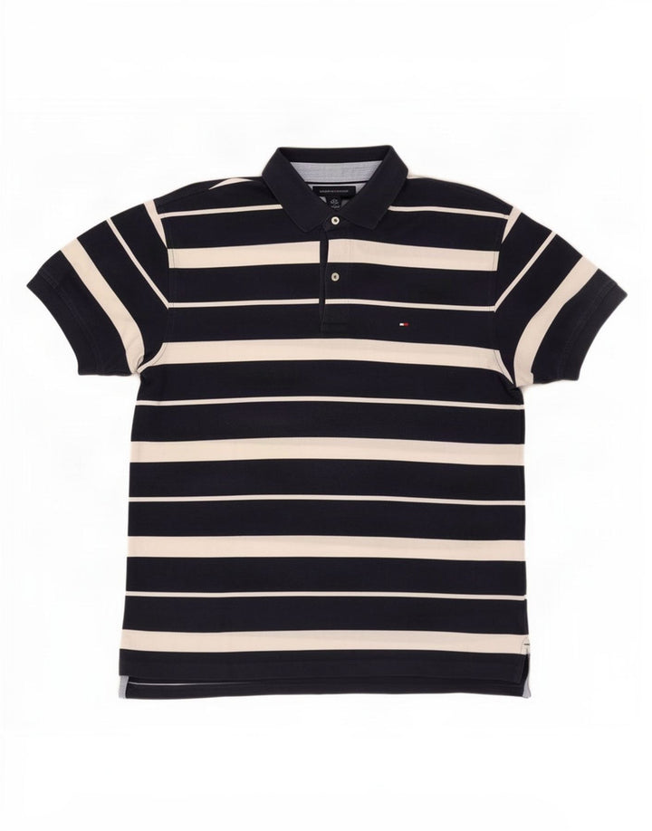 Tommy Hilfiger Polo para hombre grande azul marino a rayas