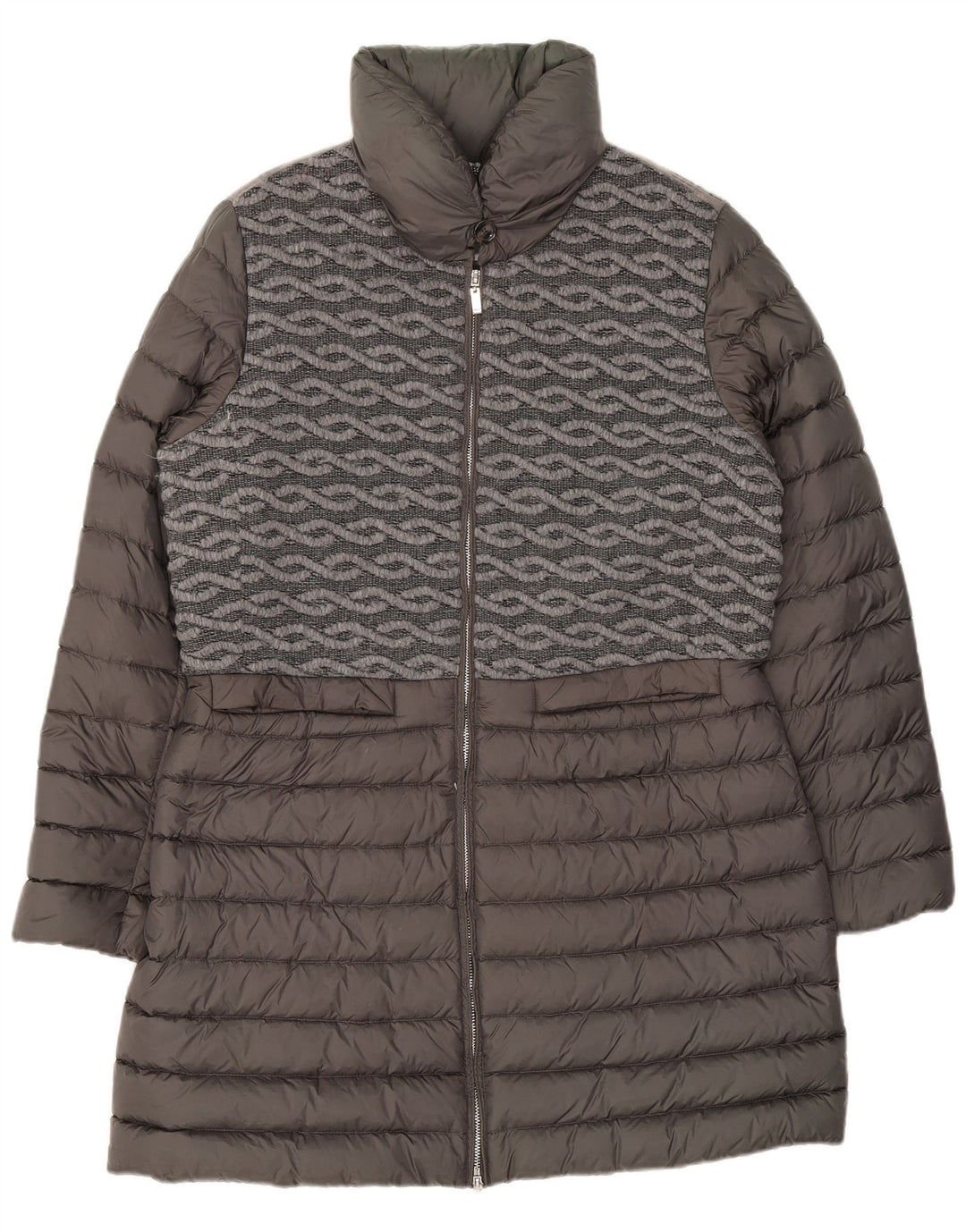 Abrigo acolchado para mujer Geox UK 46 Poliamida geométrica gris grande