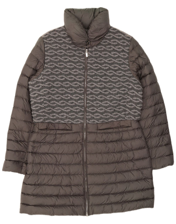 Abrigo acolchado para mujer Geox UK 46 Poliamida geométrica gris grande