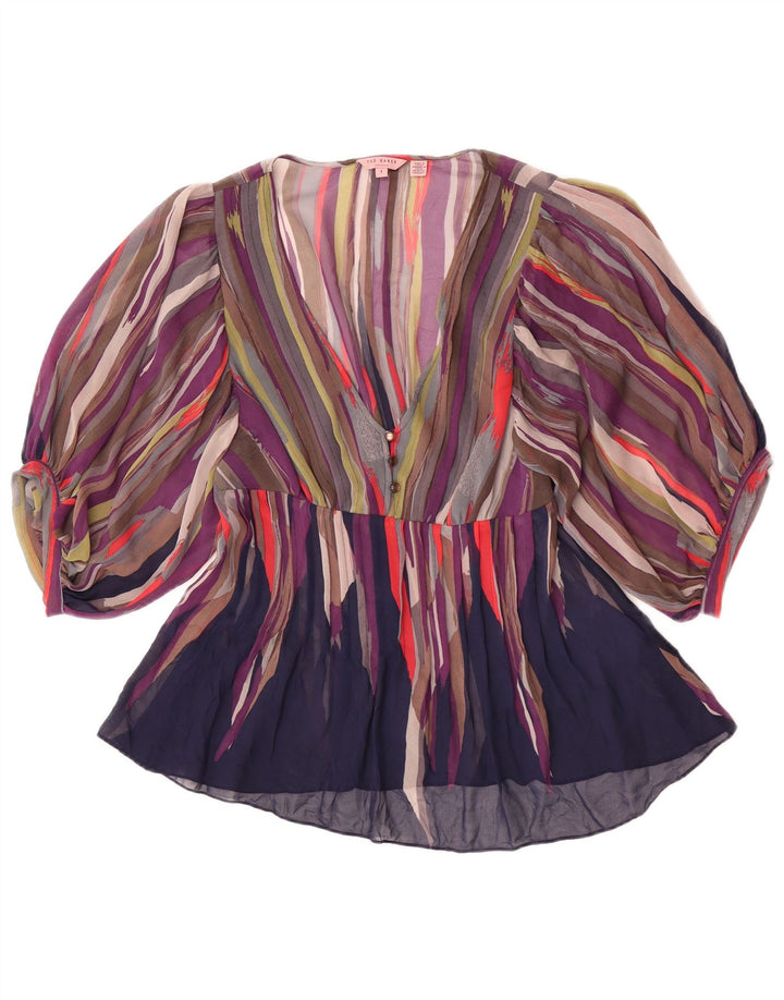 Ted Baker Blusa transparente con alas de murciélago para mujer talla 1 XS multicolor