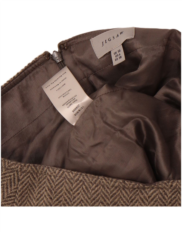 Falda acampanada para mujer Jigsaw UK 10 Small W30 Lana de espiga gris