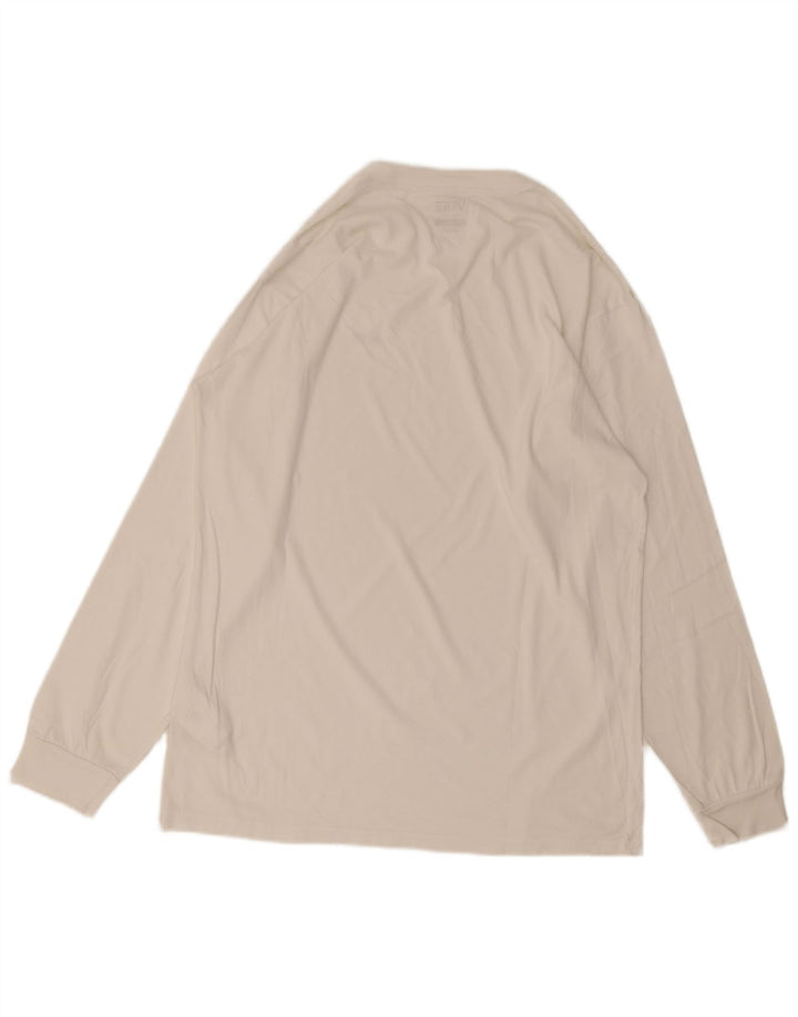 Vans Camiseta de corte clásico para hombre, manga larga, algodón blanco grande