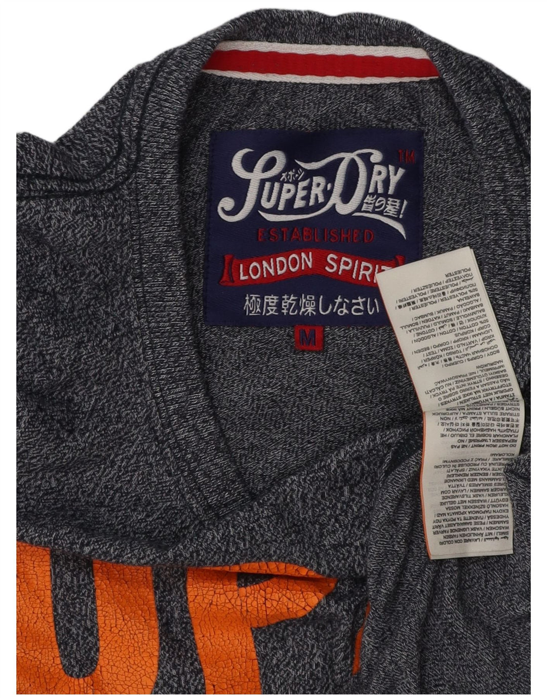 SUPERDRY Hombre Camiseta gráfica Top Medium Azul marino Algodón
