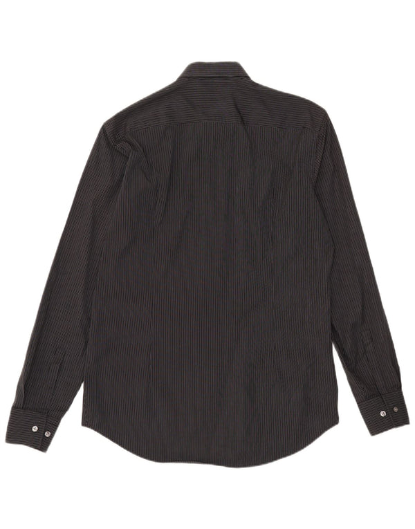 Hugo Boss Camisa Slim Fit para hombre Talla 39 15 1/2 Mediana Algodón a rayas negras