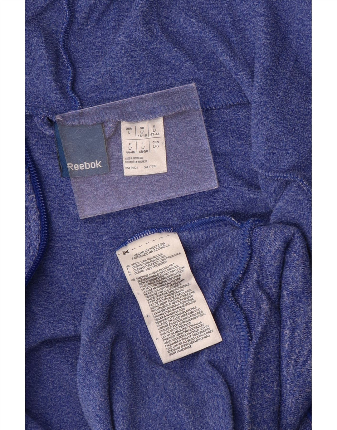 REEBOK Sudadera con capucha y cremallera para mujer UK 40/40 Grande Poliéster azul