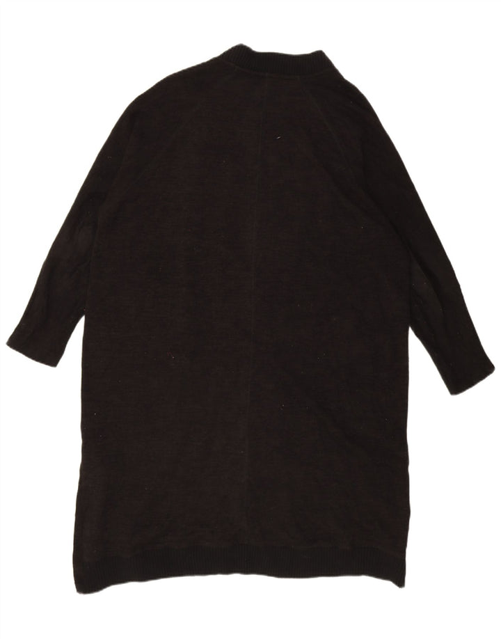 Zara Mujer Suéter Cárdigan Largo De Gran Tamaño UK 46 Grande Poliéster Negro