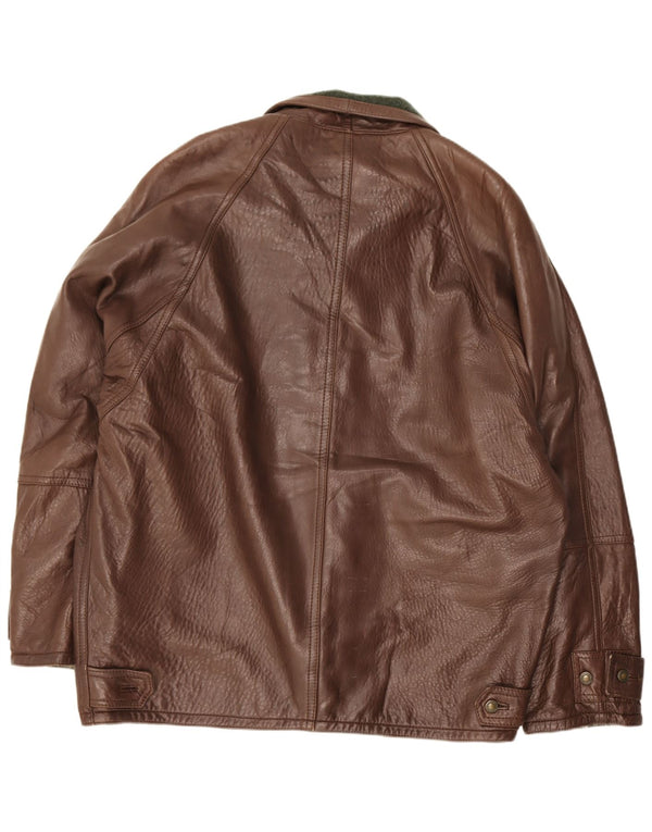 Nazareno Gabrielli Chaqueta de cuero para hombre IT 50 Large Brown