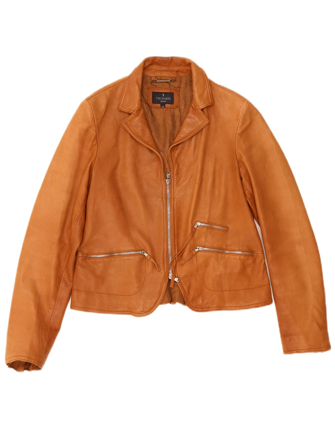 Chaqueta de Cuero Mujer Trussardi IT 44 Cuero Marrón Medio